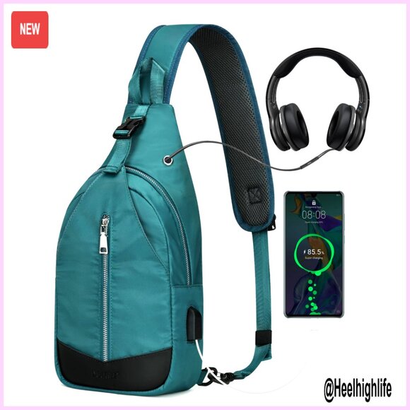 RFID Blocking Sling Backpack with USB Charger Port, Lightweight Daypack main image 5